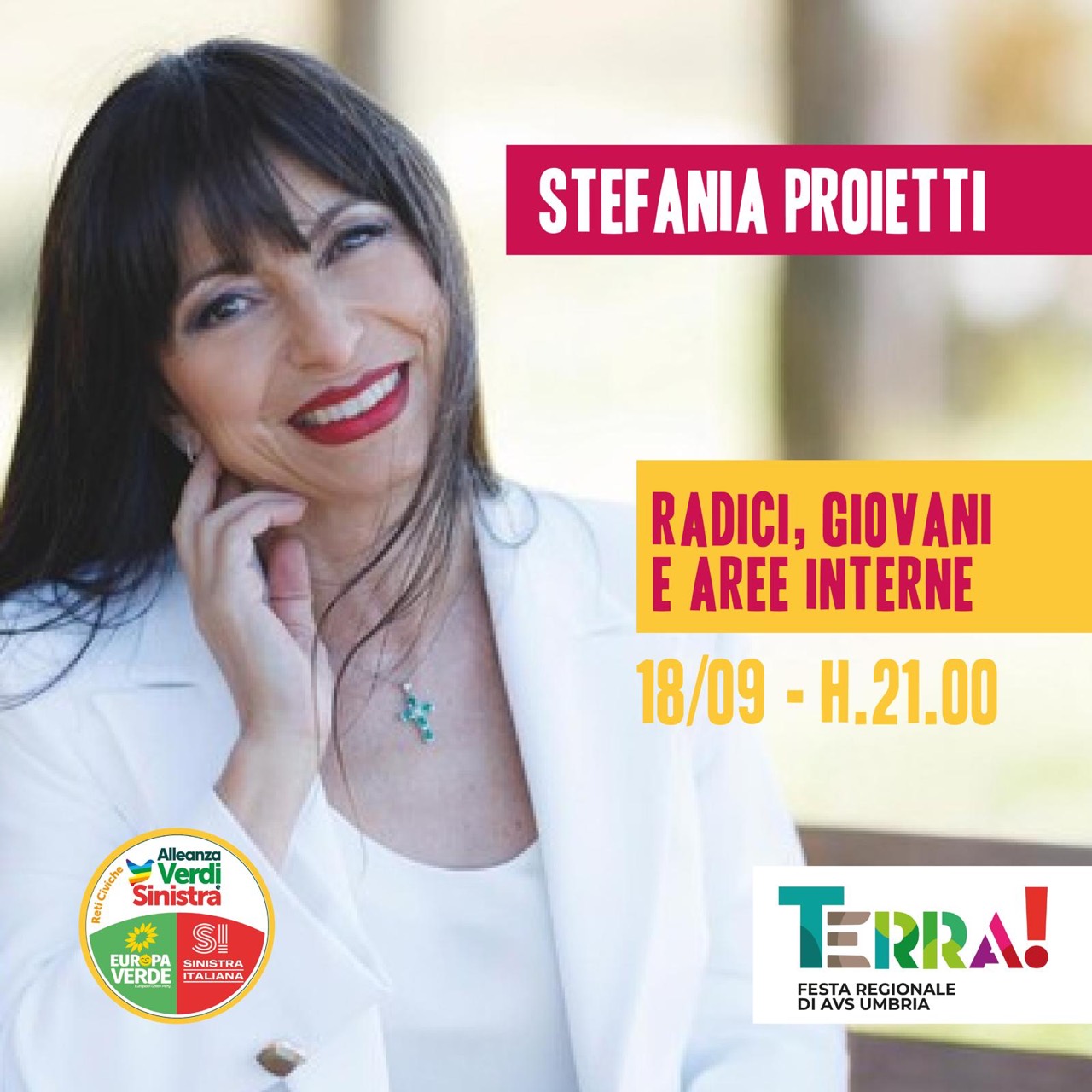 18 settembre, ore 21.00: Stefania Proietti, Radici, giovani e aree interne