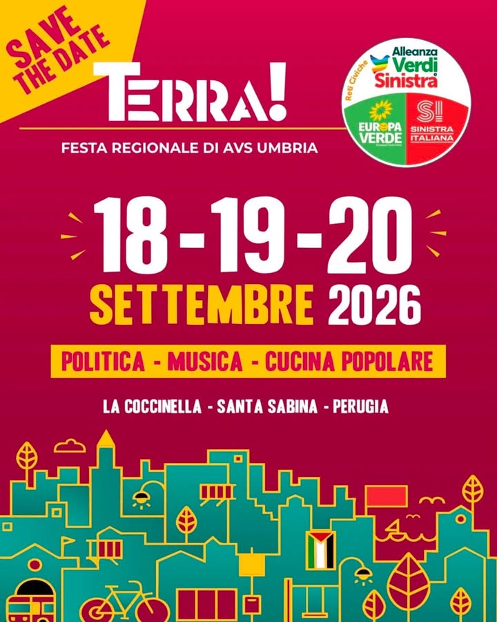 🔴🟢📢 Ci vediamo domani a Perugia! INZIA TERRA! La seconda festa regionale di Alleanza Verdi e Sinistra Um…