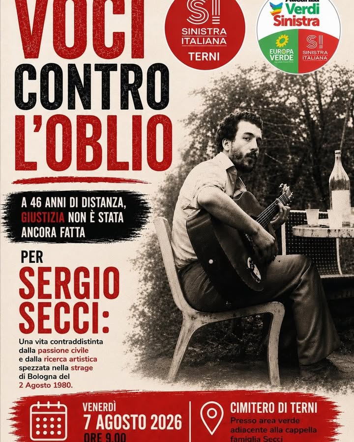 🔴🟢📢 Save the date. A 46 anni dalla strage di Bologna ci ritroveremo per ricordare Sergio Secci, la sua p…
