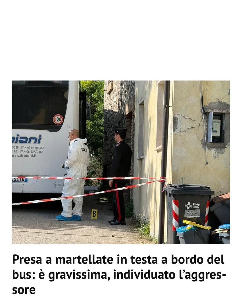 L’aggressione avvenuta a Terni, dove una donna è stata colpita con un martello mentre si trovava su un a…